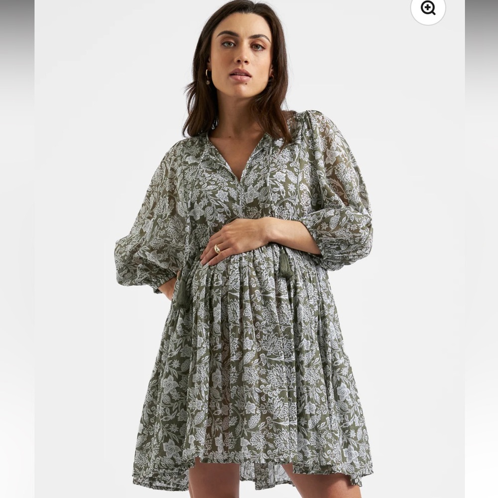 Ripe Long Sleeve Green Floral Dress